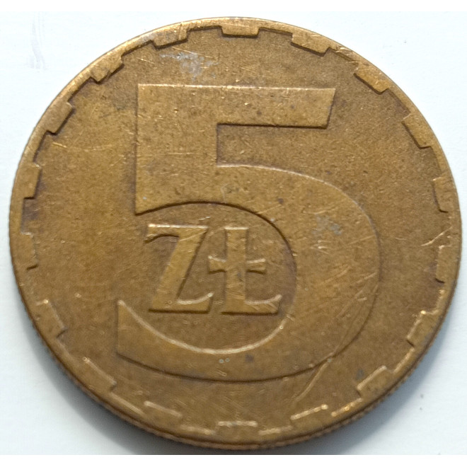Rewers monety 5 Złotych 1985