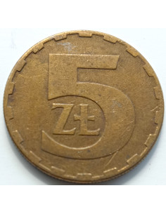 Awers monety 5 Złotych 1986 2