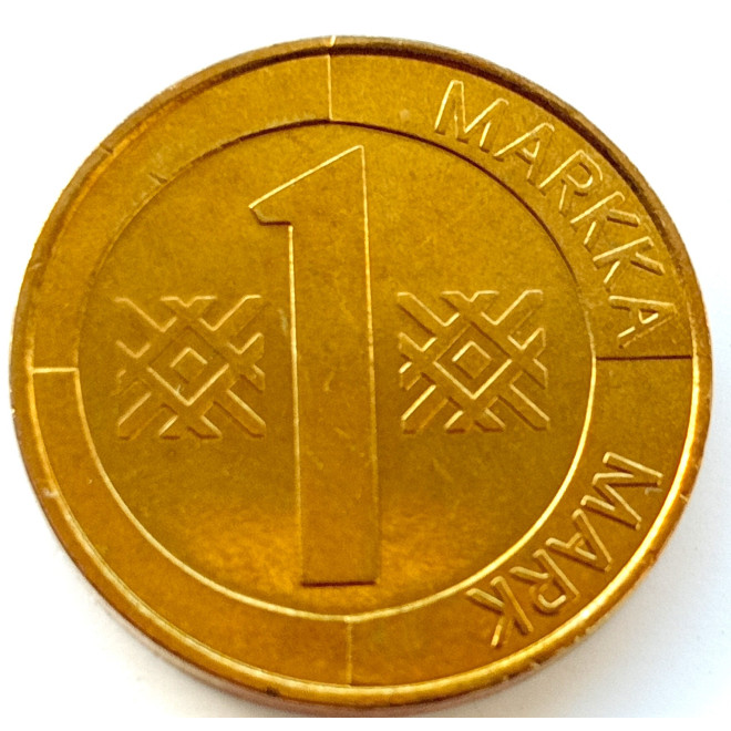 Rewers monety Finlandia 1 Marka1995