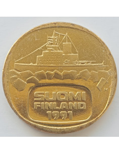 Awers monety Finlandia 5 Marka1991