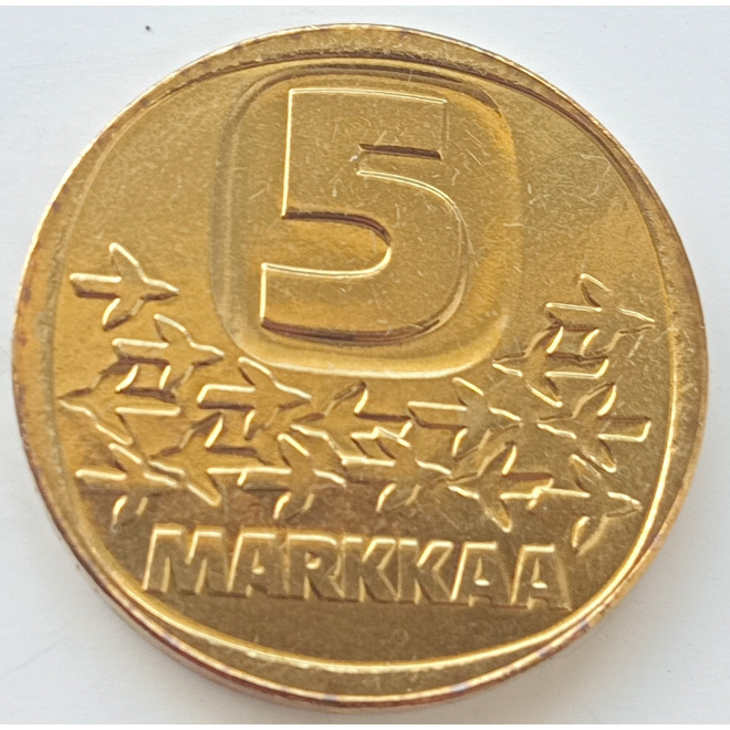 Rewers monety Finlandia 5 Marka1991