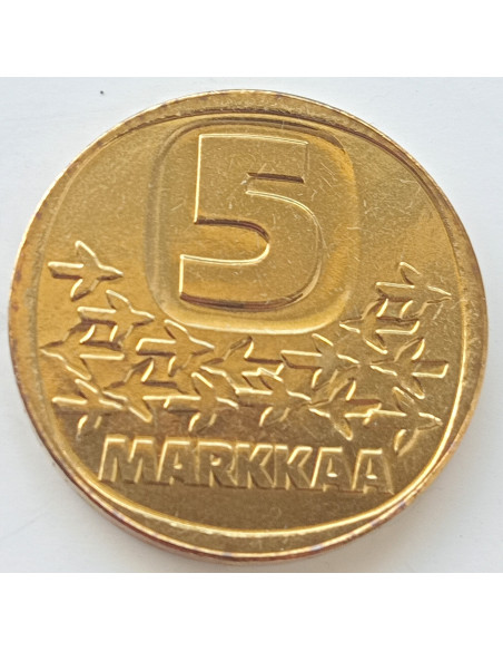 Rewers monety Finlandia 5 Marka1991