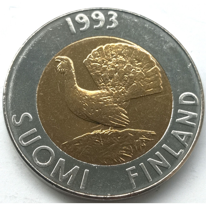 Rewers monety Finlandia 10 Marek 1993