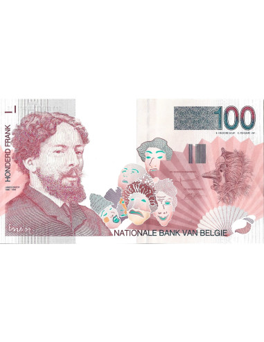 Przód banknotu Belgia 100 Frank 1995 UNC