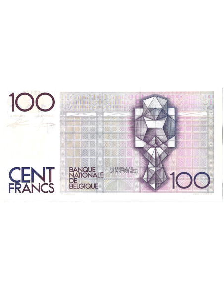 Tył banknotu Belgia 100 Frank 1986 UNC