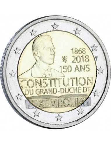 Awers monety 2 euro 2018 150 rocznica utworzenia konstytucji Luksemburga