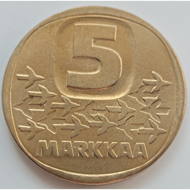 Rewers monety Finlandia 5 Marka1985