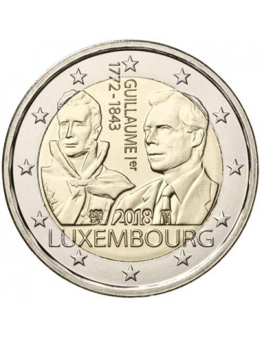 Awers monety 2 euro 2018 175 rocznica śmierci Wielkiego Księcia Wilhelma I