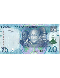 Przód banknotu Lesotho 20 Franków 2021 UNC