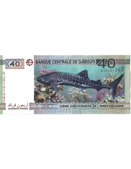 Przód banknotu Dżibuti 40 Franków 2017 UNC