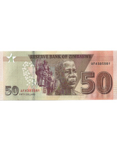 Przód banknotu Zimbabwe 50 Dolarów 2020 UNC 2