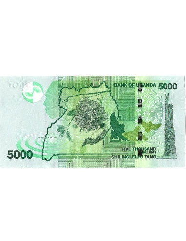 Przód banknotu Uganda 5 000 Szyling 2019 UNC