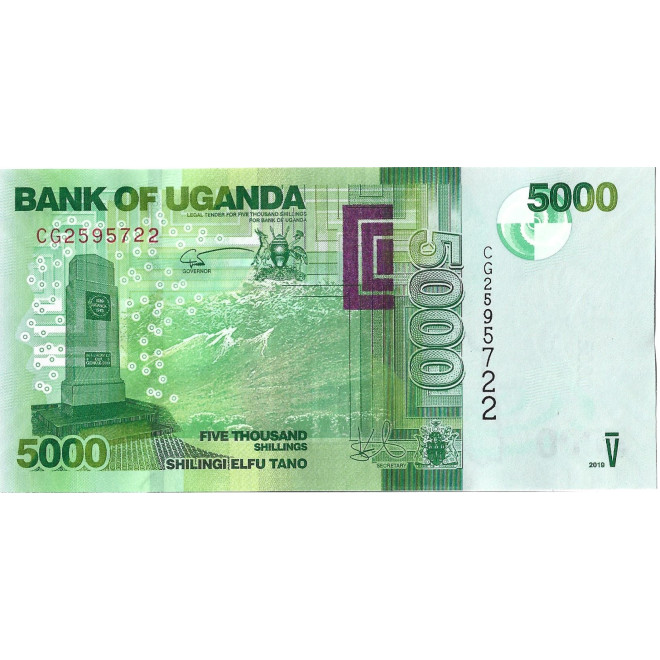 Tył banknotu Uganda 5 000 Szyling 2019 UNC