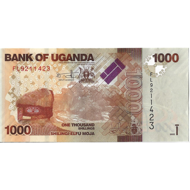 Tył banknotu Uganda 1 000 Szyling 2022 UNC