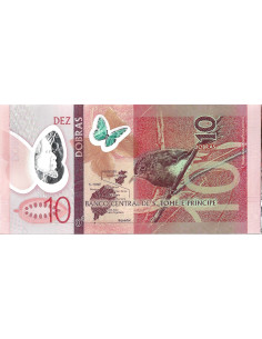Przód banknotu Wyspy Świętego Tomasza i Książęca 10 Dobras 2016 UNC
