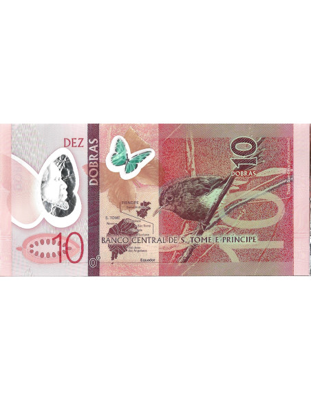 Przód banknotu Wyspy Świętego Tomasza i Książęca 10 Dobras 2016 UNC