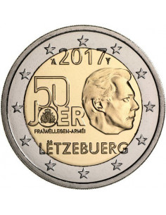 Awers monety Luksemburg 2 euro 2017 50lecie powstania ochotniczej armii Luksemburga