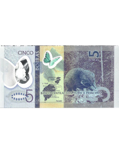 Przód banknotu Wyspy Świętego Tomasza i Książęca 5 Dobras 2016 UNC 2