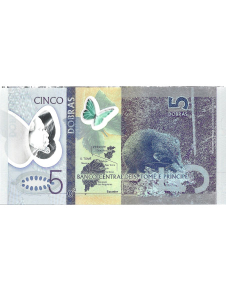 Tył banknotu Wyspy Świętego Tomasza i Książęca 5 Dobras 2016 UNC