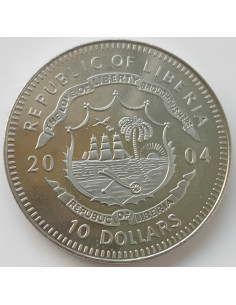 Awers monety Liberia 10 Dolarów 2004 Wojna algierska 1954 2