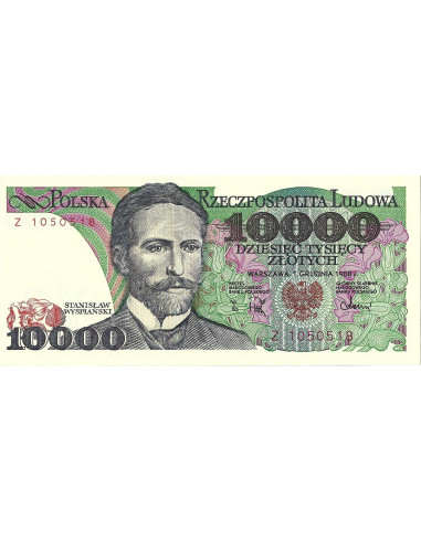 Przód banknotu 10 000 Złotych 1988 UNC