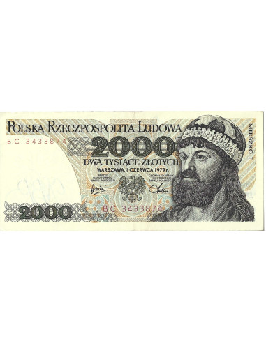 Przód banknotu 2 000 Złotych 1979 UNC