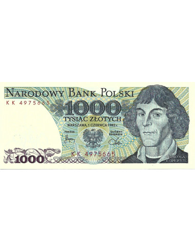 Przód banknotu 1 000 Złotych 1982 UNC