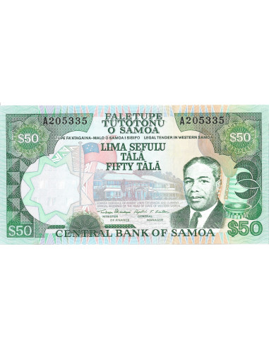 Przód banknotu Samoa 50 Tala 1990 UNC