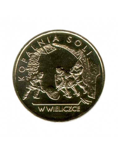 Awers monety 2 zł 2001 Zabytki kultury materialnej w Polsce: Kopalnia soli w Wieliczce