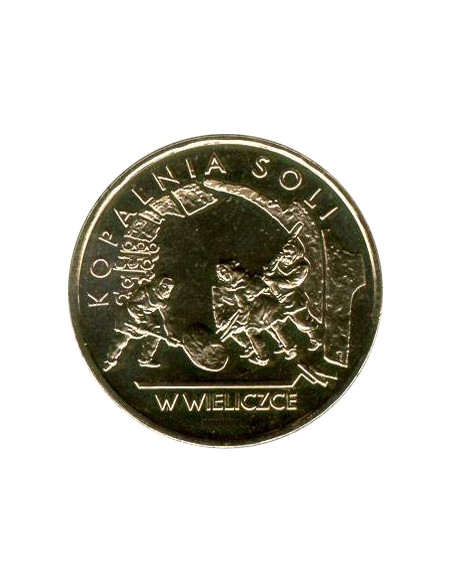 Awers monety 2 zł 2001 Zabytki kultury materialnej w Polsce: Kopalnia soli w Wieliczce