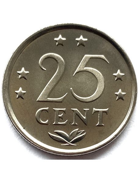 Rewers monety Antyle Holenderskie 25 Centów1984