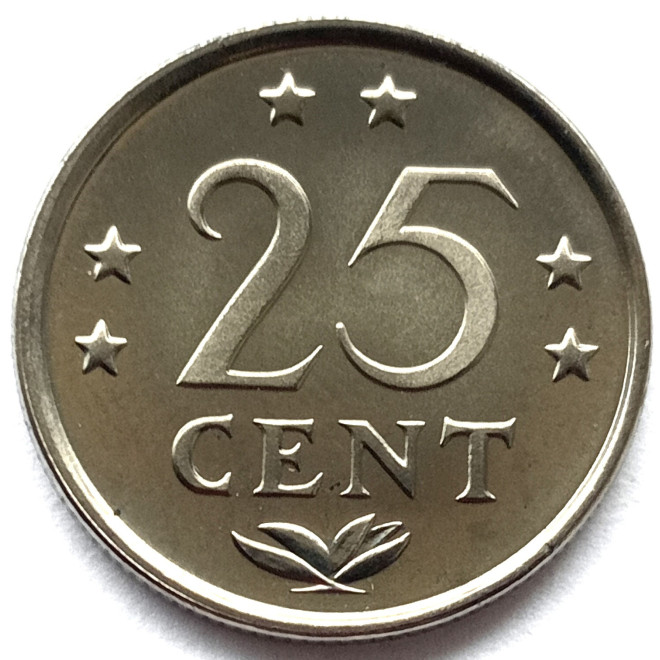 Rewers monety Antyle Holenderskie 25 Centów 1985