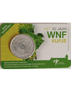 Awers monety Holandia 5 Euro 2011 50 rocznica WWF
