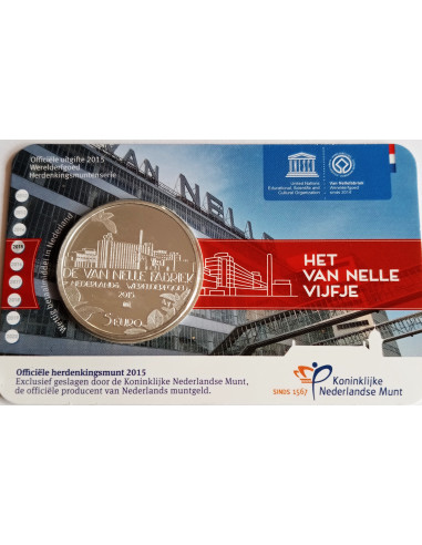 Awers monety Holandia 5 Euro 2015 UNESCO Fabryka Van Nelle