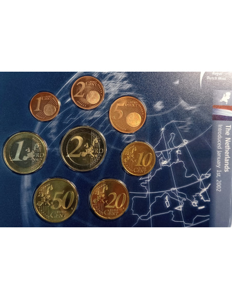 Rewers monety Holandia 2001 zestaw monet 1 cent do 2 euro