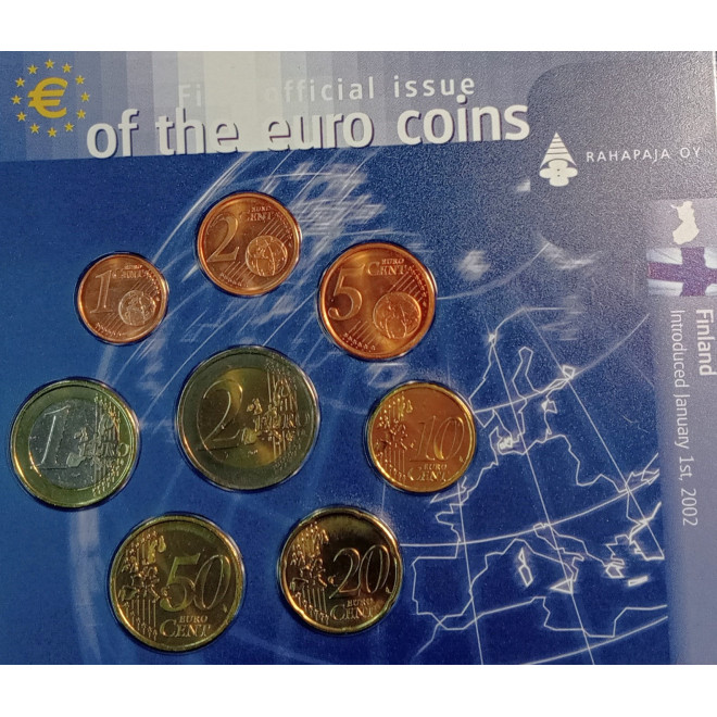 Rewers monety Finlandia zestaw monet 1 cent do 2 euro