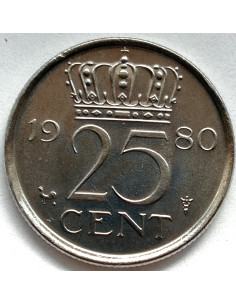 Awers monety Holandia 25 centów 1980