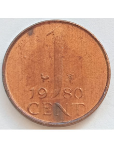 Awers monety Holandia 1 cent 1980