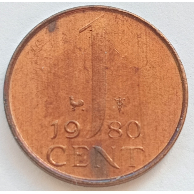 Awers monety Holandia 1 cent 1980