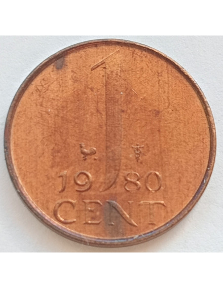 Awers monety Holandia 1 cent 1980
