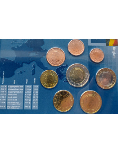 Awers monety Belgia zestaw monet 1 cent do 2 euro