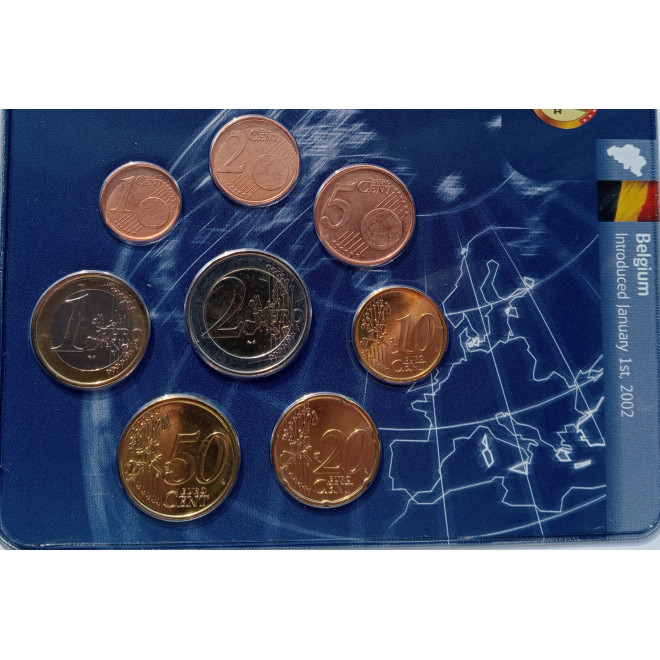 Rewers monety Belgia zestaw monet 1 cent do 2 euro