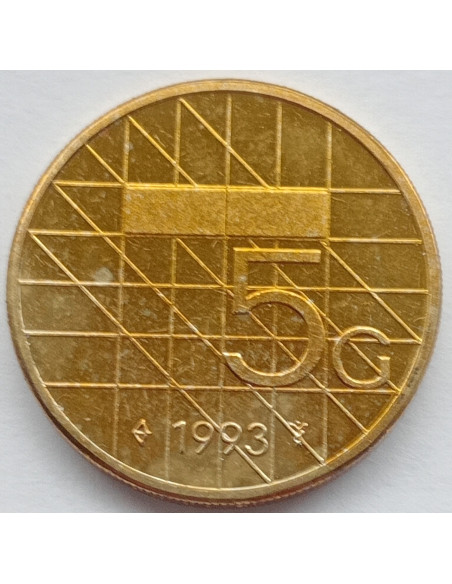 Awers monety Holandia 5 Gulden 1993