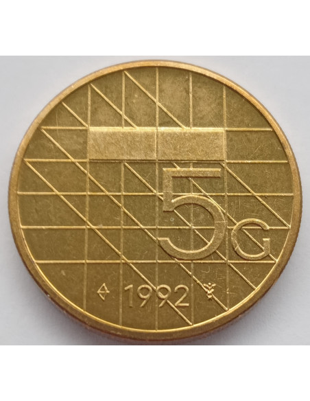Awers monety Holandia 5 Gulden 1992