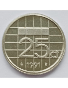 Awers monety Holandia 25 Cent 1991