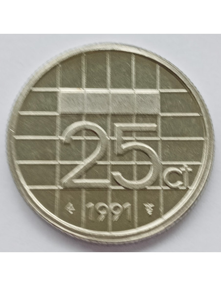 Awers monety Holandia 25 Cent 1991