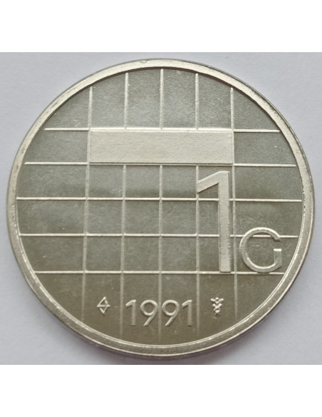Awers monety Holandia 1 Gulden 1991