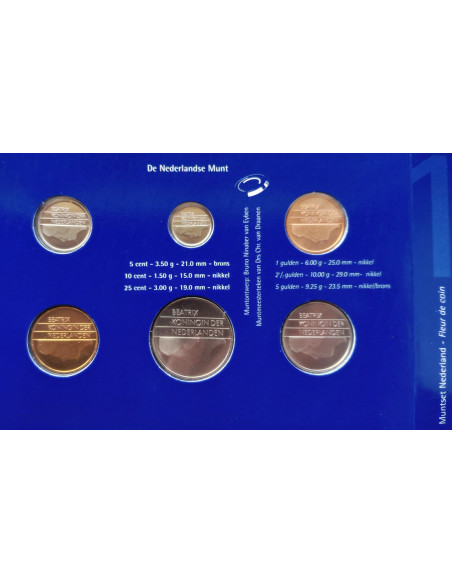 Rewers monety 1999 Różne Guldeny Zestaw