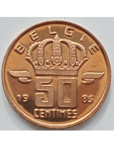 Awers monety Belgia 50 centymów 1985