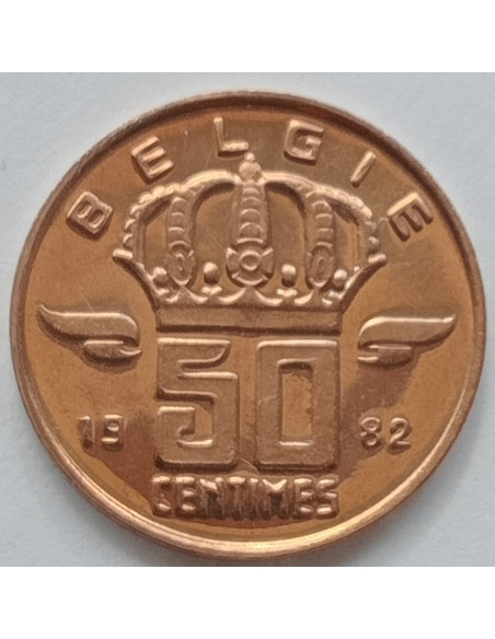 Awers monety Belgia 50 centymów 1982